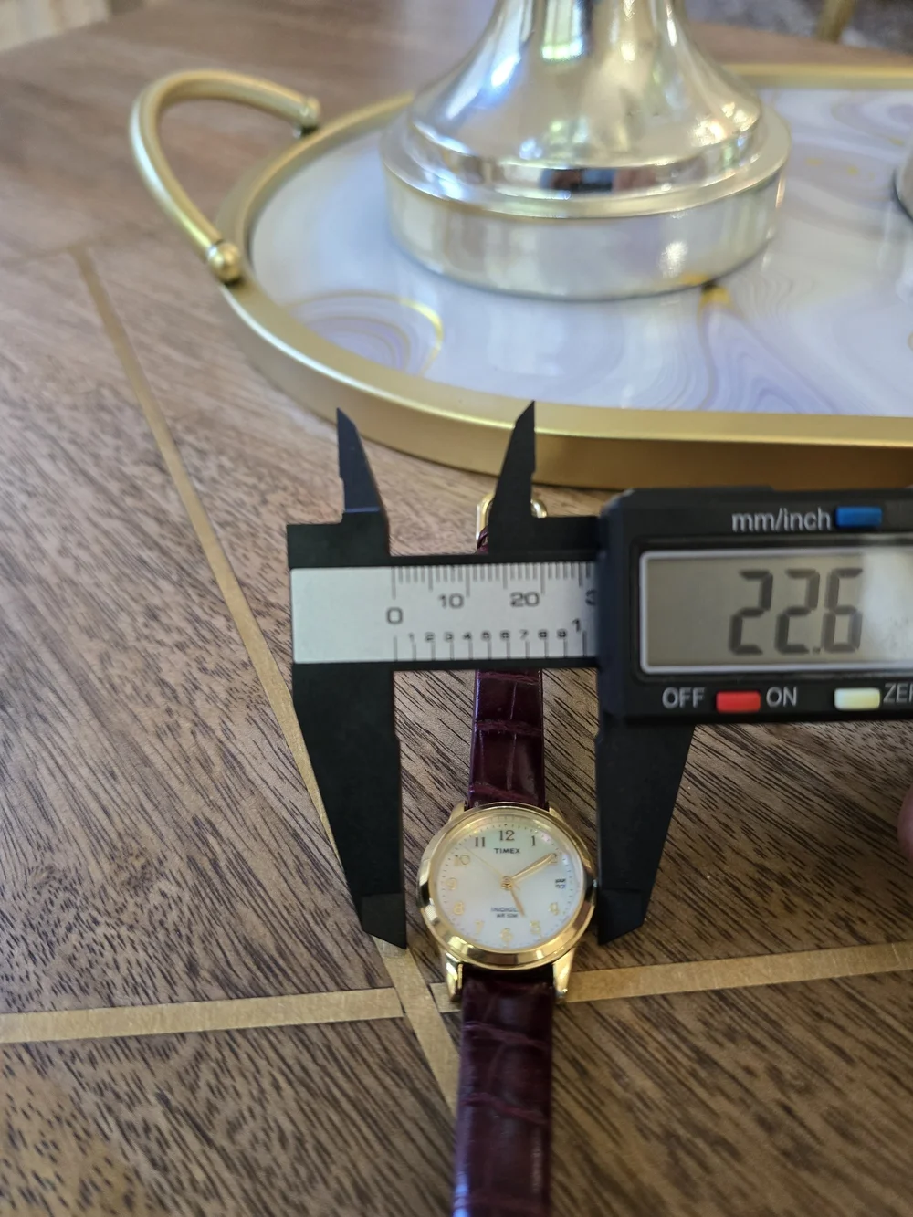 Timex Women's Gold Case Watch with Burgundy Leather Strap